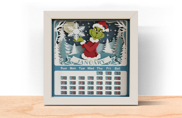 2026 GRINCH CALENDAR SHADOW BOX BUNDLE Svg - Cricut Files, Cardstock Svg, Silhouette Files - HelloCrafterSvg
