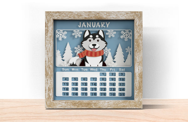 2026 DOG CALENDAR SHADOW BOX BUNDLE Svg - Cricut Files, Cardstock Svg, Silhouette Files - HelloCrafterSvg 