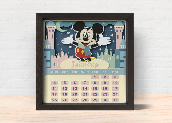 2026 DISNEY CALENDAR SHADOW BOX BUNDLE Svg - Cricut Files, Cardstock Svg, Silhouette Files - HelloCrafterSvg