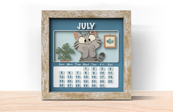 2026 CAT CALENDAR SHADOW BOX BUNDLE Svg - Cricut Files, Cardstock Svg, Silhouette Files - HelloCrafterSvg