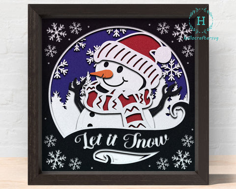 3D Let it Snowman Svg, CHRISTMAS Shadow Box Svg