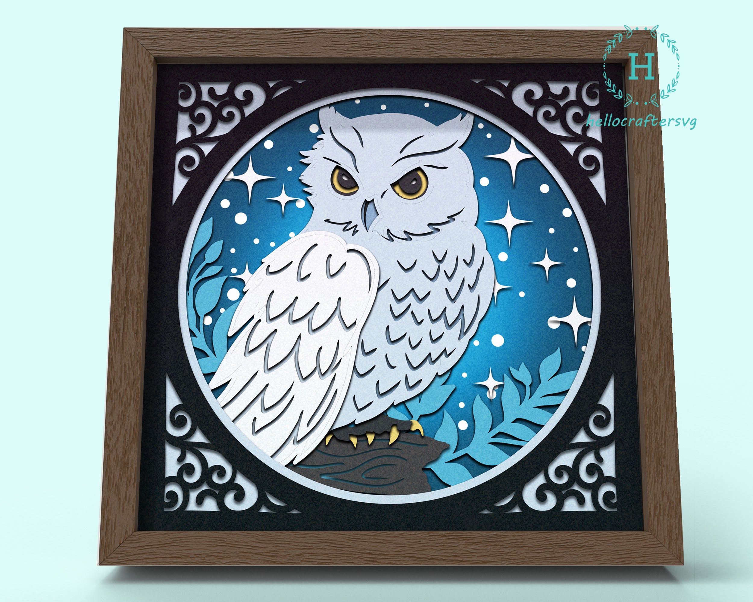 3D MAGICAL OWL Svg, OWL Shadow Box Svg - hellocraftersvg