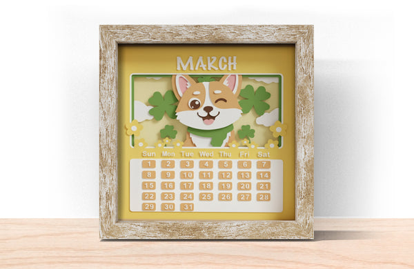 2026 DOG CALENDAR SHADOW BOX BUNDLE Svg - Cricut Files, Cardstock Svg, Silhouette Files - HelloCrafterSvg
