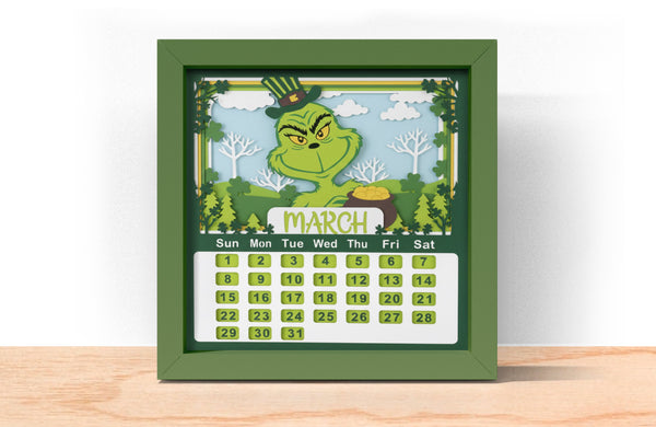 2026 GRINCH CALENDAR SHADOW BOX BUNDLE Svg - Cricut Files, Cardstock Svg, Silhouette Files - HelloCrafterSvg