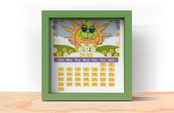 2026 GRINCH CALENDAR SHADOW BOX BUNDLE Svg - Cricut Files, Cardstock Svg, Silhouette Files - HelloCrafterSvg