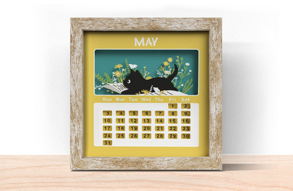 2026 CAT CALENDAR SHADOW BOX BUNDLE Svg - Cricut Files, Cardstock Svg, Silhouette Files - HelloCrafterSvg