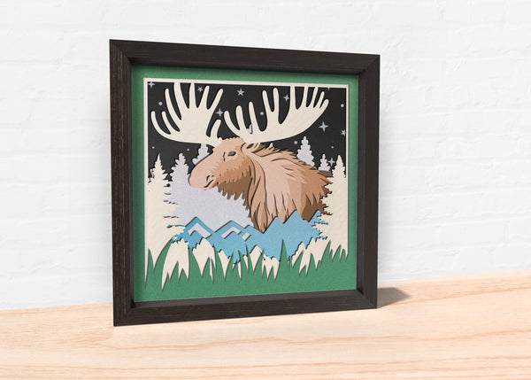 3D Moose Shadow Box Svg