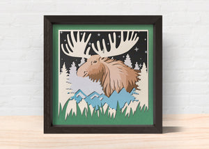 3D Moose Shadow Box Svg