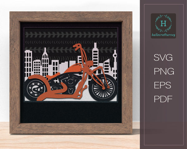 3D motorbike dad Svg, Customisable FATHER'S DAY Shadow Box Svg 22sw