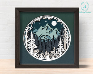 3D Mountain and Forest Shadow box Svg