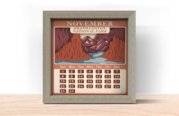 2026 NATIONAL PARK CALENDAR SHADOW BOX BUNDLE Svg - Cricut Files, Cardstock Svg, Silhouette Files - HelloCrafterSvg
