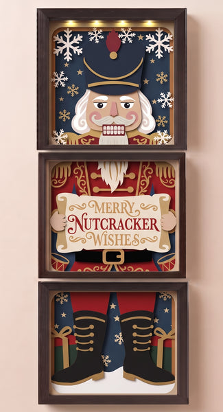 3D NUTCRACKER TRIO SET CHRISTMAS SHADOW BOX SVG