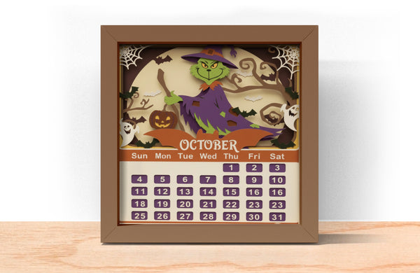 2026 GRINCH CALENDAR SHADOW BOX BUNDLE Svg - Cricut Files, Cardstock Svg, Silhouette Files - HelloCrafterSvg
