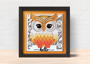 3d OWL 2 Shadow Box Svg, LAYERED OWL Svg