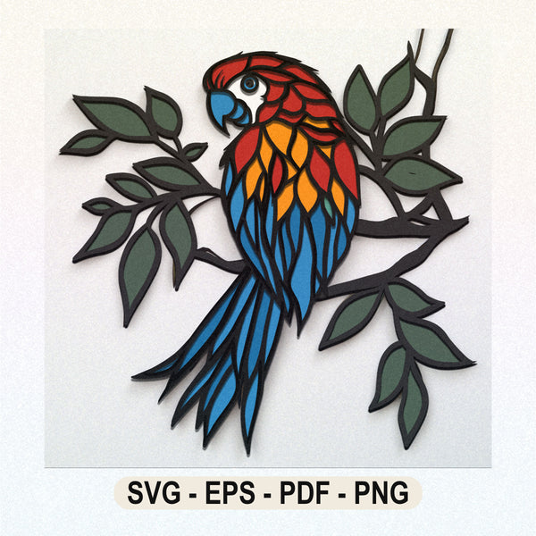 3d PARROT Svg, LAYERED PARROT Svg