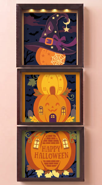 3D PUMPKIN PATCH TRIO SET SHADOW BOX SVG