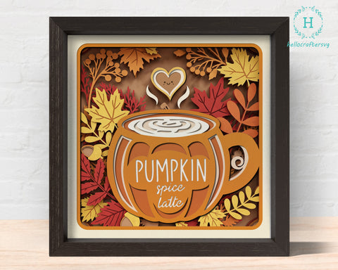 3d Pumpkin Spice Shadow Box Svg 