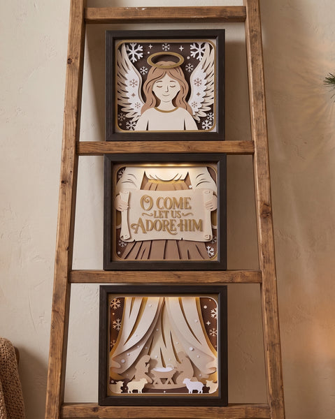 3D ANGEL TRIPTYCH + BONUS ANGEL SHADOW BOX SVG