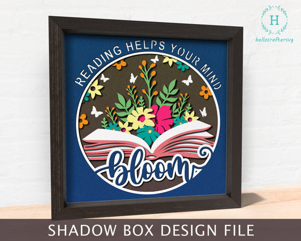 3d Reading Book Chapter Shadow Box Svg