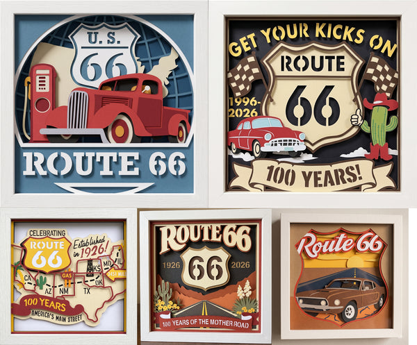 3D ROUTE 66 SHADOW BOX SVG