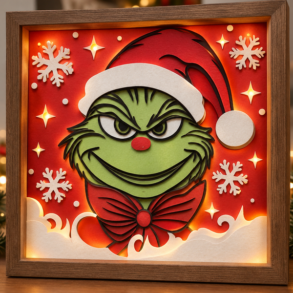 3D GRINCH CHRISTMAS TRIPTYCH TRIO SET SHADOW BOX SVG