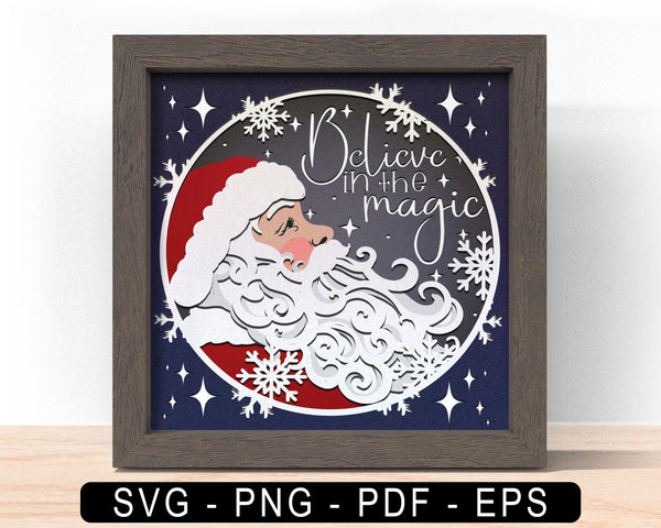 3D BELIEVE IN MAGIC SVG, Christmas Shadow Box Svg