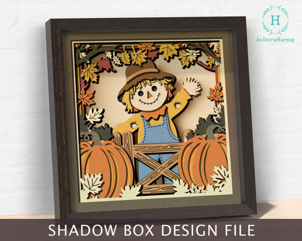 3D FALL SCARECROW PUMPKIN Shadow Box Svg