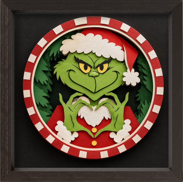 3D CHRISTMAS GRINCH SET SHADOW BOX SVG