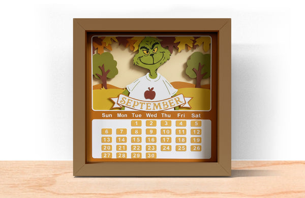 2026 GRINCH CALENDAR SHADOW BOX BUNDLE Svg - Cricut Files, Cardstock Svg, Silhouette Files - HelloCrafterSvg