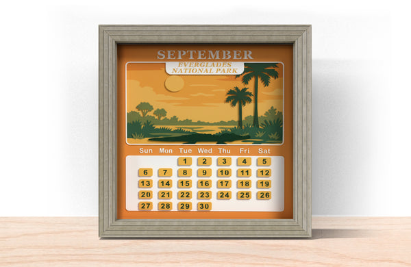 2026 NATIONAL PARK CALENDAR SHADOW BOX BUNDLE Svg - Cricut Files, Cardstock Svg, Silhouette Files - HelloCrafterSvg