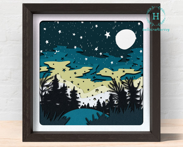 3D SILENT NIGHT Svg, CHRISTMAS Shadow Box Svg-11