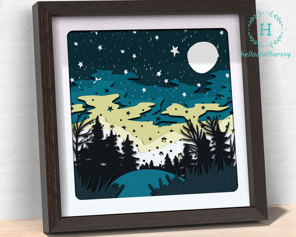 3D SILENT NIGHT Svg, CHRISTMAS Shadow Box Svg