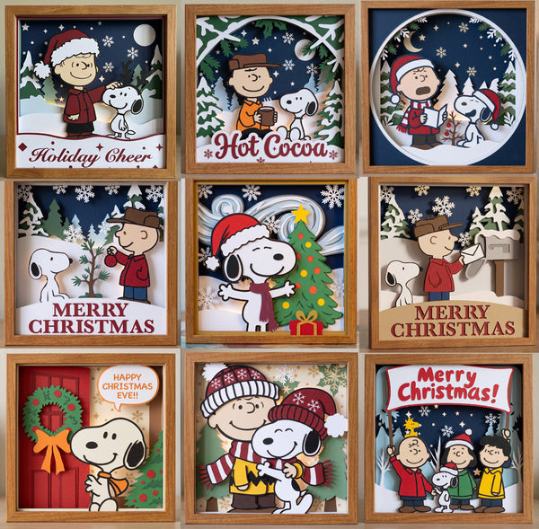 3D SNOOPY SET OF 9 SHADOW BOX SVG
