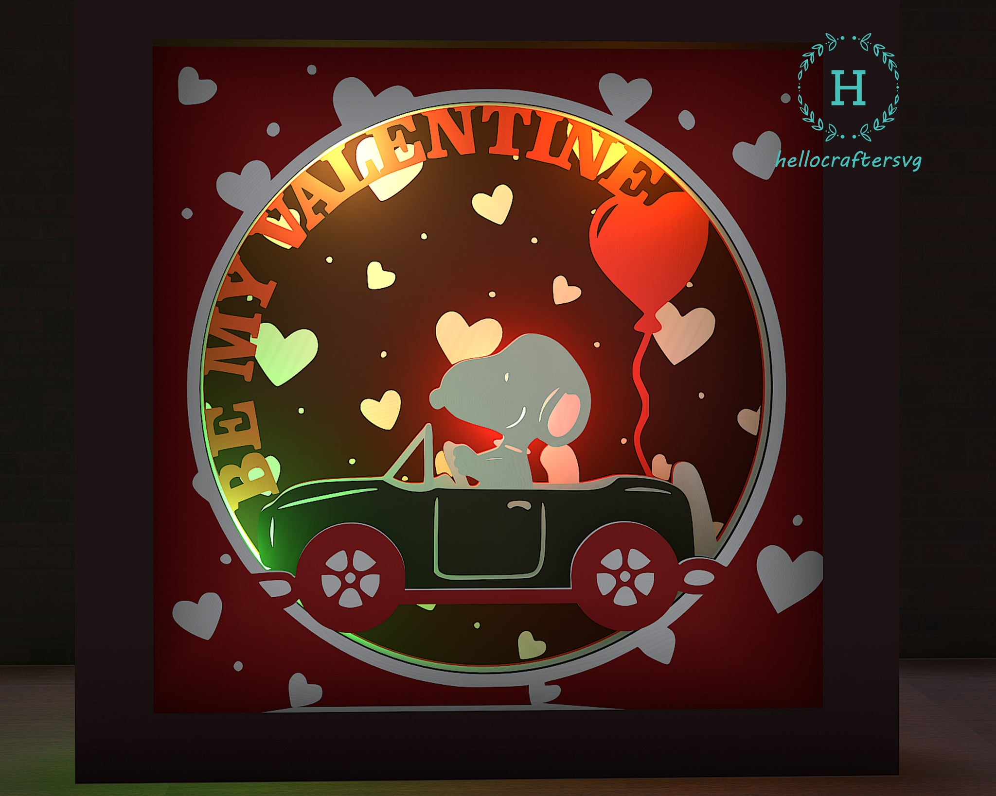  Valentine Snoopy Love svg - VALENTINE Charlie brown Shadow Light Box Svg1