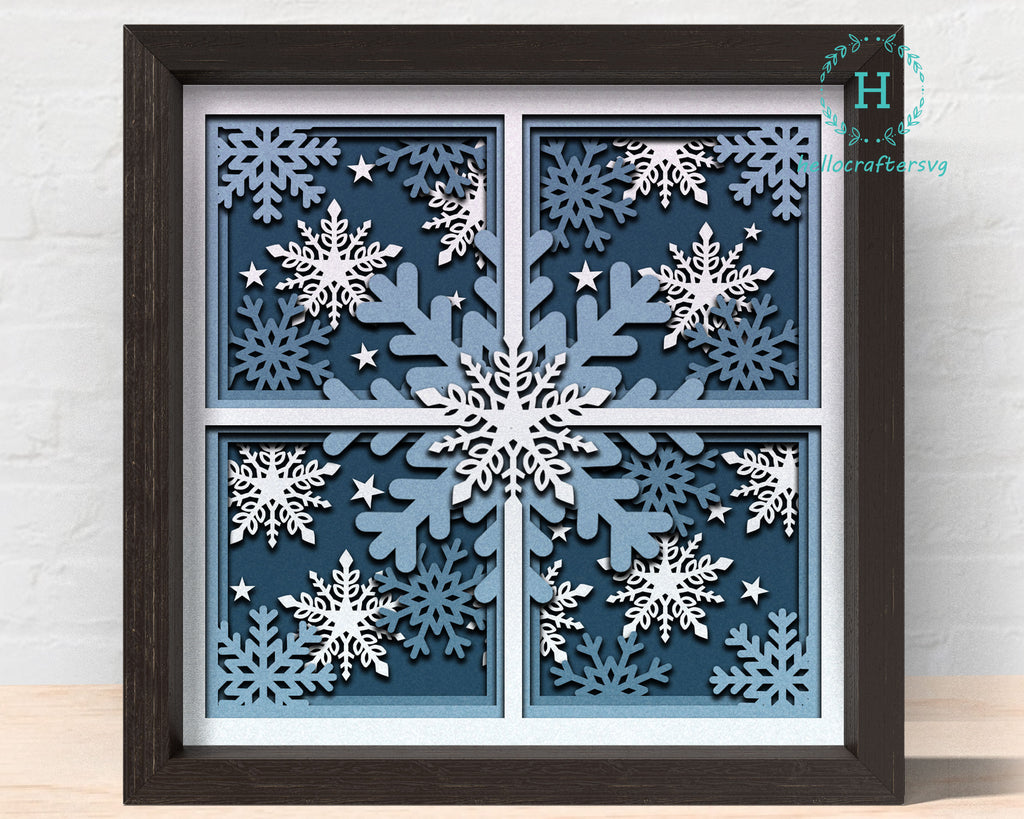 3d SNOWFLAKE WINDOW Svg, Snowflake Shadow Box Svg - hellocraftersvg