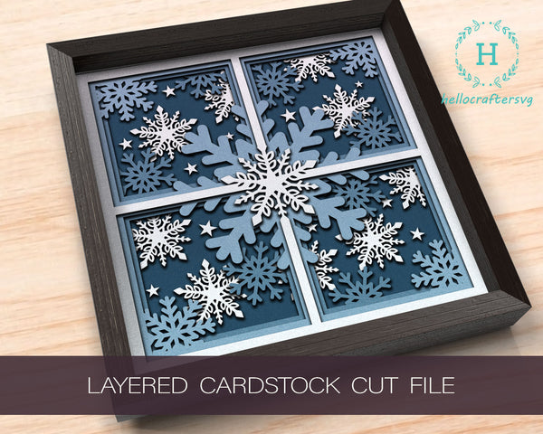 3d SNOWFLAKE WINDOW Svg, Snowflake Shadow Box Svg443