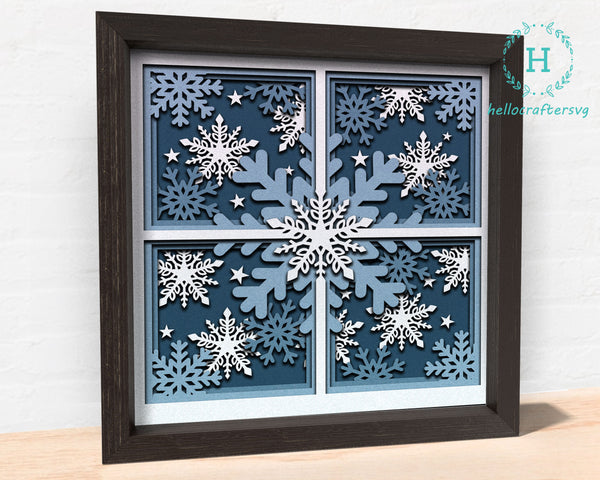 3d SNOWFLAKE WINDOW Svg, Snowflake Shadow Box Svg4456