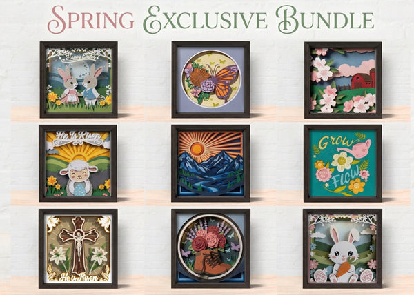 SPRING SHADOW BOX BUNDLE 2 Svg - Cricut Files, Cardstock Svg, Silhouette Files - HelloCrafterSvg