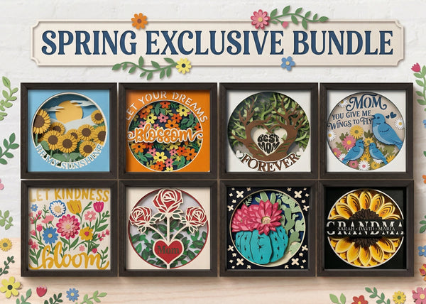 SPRING SHADOW BOX BUNDLE 3 Svg - Cricut Files, Cardstock Svg, Silhouette Files - HelloCrafterSvg
