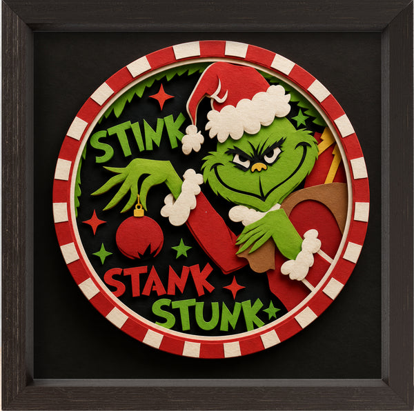 3D CHRISTMAS GRINCH SET SHADOW BOX SVG