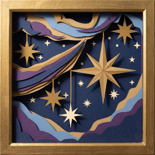 3D SUN MOON STAR TRIO SET SHADOW BOX SVG