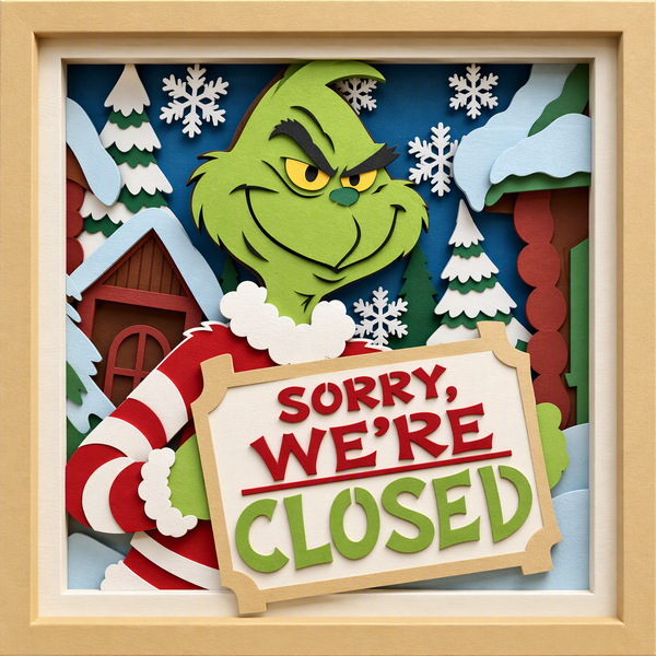 3D CHRISTMAS GRINCH SET SHADOW BOX SVG