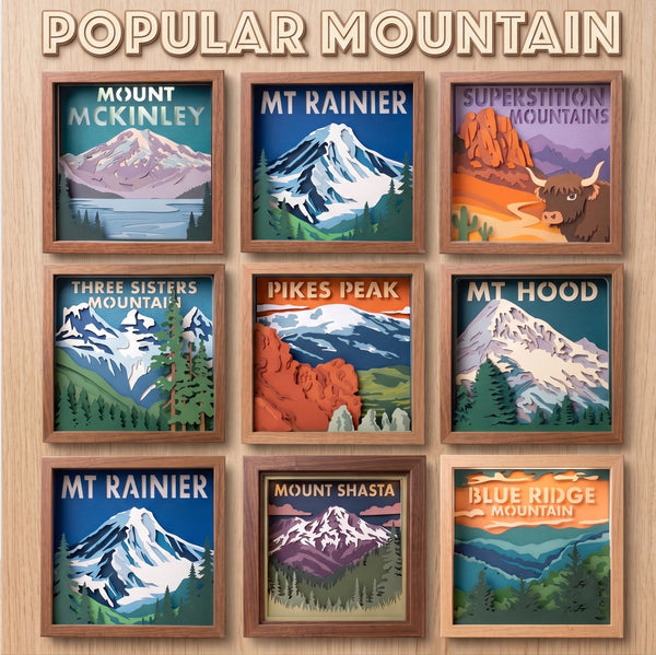 MOUNTAIN SHADOW BOX  BUNDLE Svg - Cricut Files, Cardstock Svg, Silhouette Files