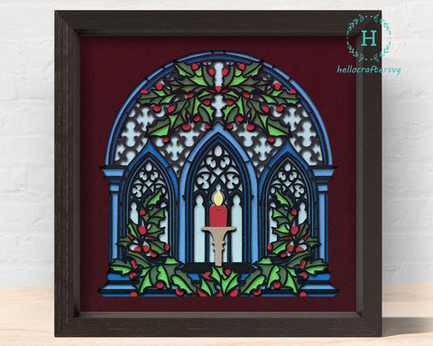3d CHRISTMAS STAINED WINDOW Svg, CHRISTMAS Window Shadow Box Svg-11