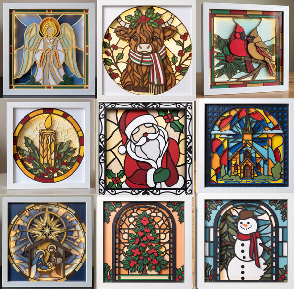 3D STAINED CHRISTMAS SHADOW BOX SVG SET