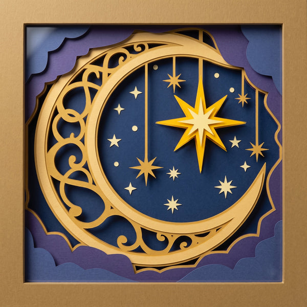 3D SUN MOON STAR TRIO SET SHADOW BOX SVG