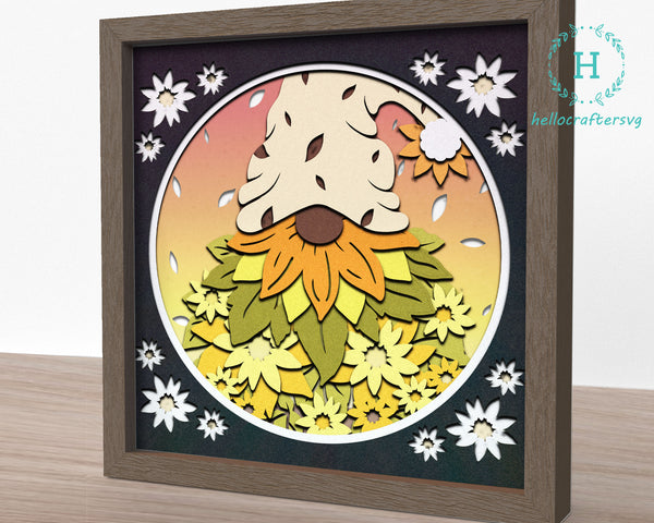3d SUMMER GNOME SVG, Sunflower Gnome Shadow Box Svg - Cricut Files, Cardstock Svg, Silhouette Files - HelloCrafterSvg-445