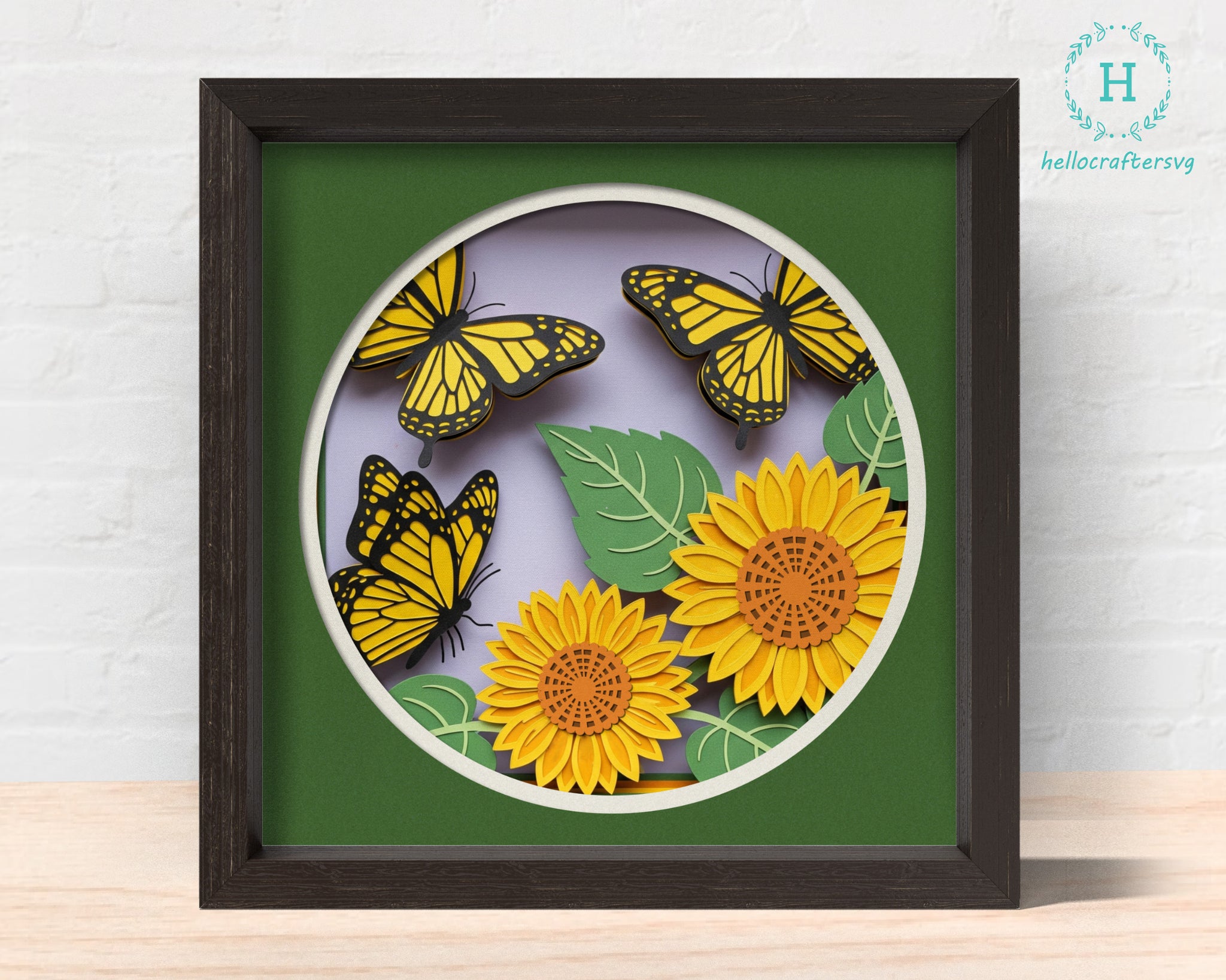 3d Butterfly Sunflower Svg, Sunflower Shadow Box Svg
