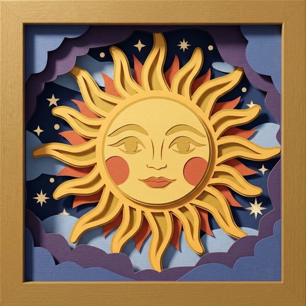 3D SUN MOON STAR TRIO SET SHADOW BOX SVG