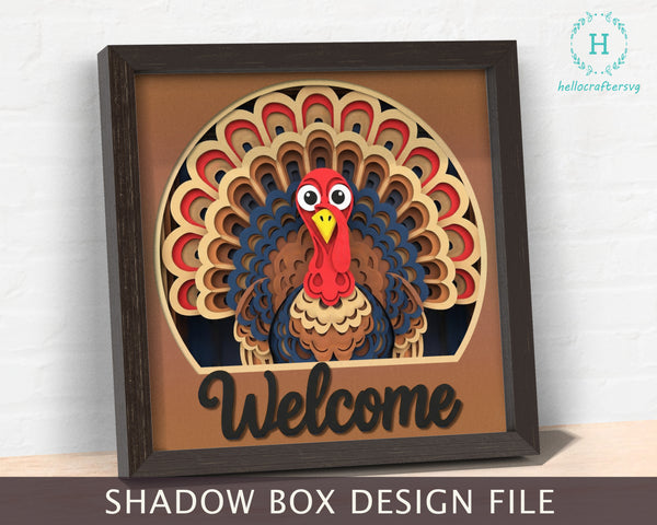 3d Welcome Turkey Svg, TURKEY Shadow Box Svg